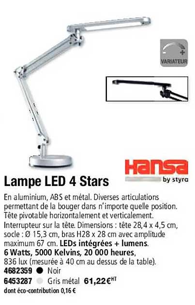 lampe led 4 stars hansa