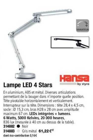 lampe led 4 stars hansa