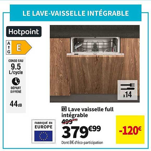 lave vaisselle full intégrable hotpoint