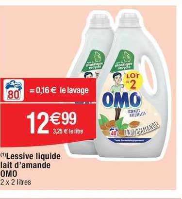 lessive liquide lait d'amande omo