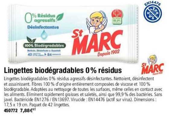 lingettes biodégradables 0% résidus