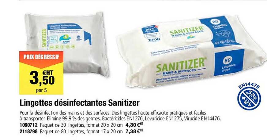 lingettes désinfectantes sanitizer