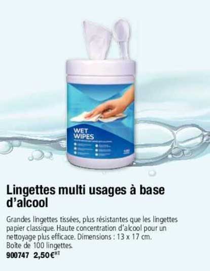 lingettes multi usages à base d'alcool