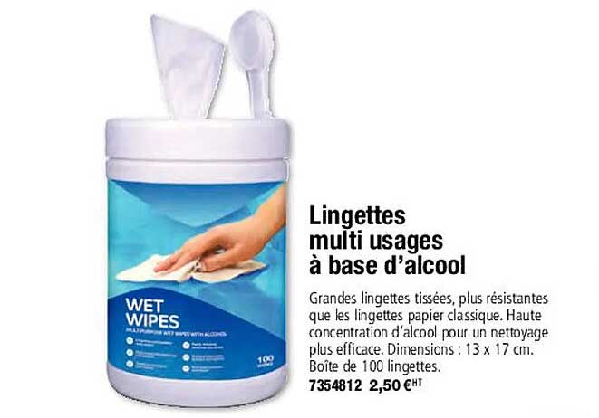 lingettes multi usages à base d'alcool