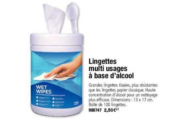 lingettes multi usages à base d'alcool