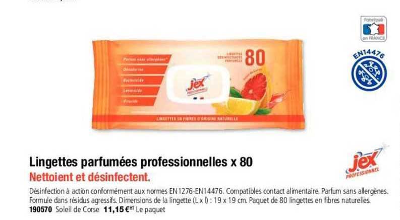 lingettes parfumées professionnelles x 80
