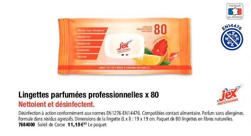 lingettes parfumées professionnelles x 80
