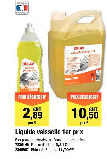 liquide vaisselle 1er prix orlav