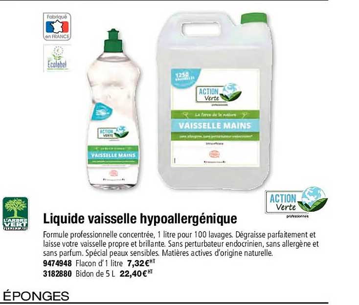 liquide vaisselle hypoallergénique l'arbre vert