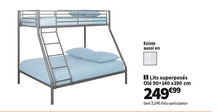 lits superposés olé 90 + 140 x 190 cm