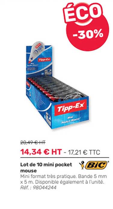 lot de 10 mini pocket mouse bic