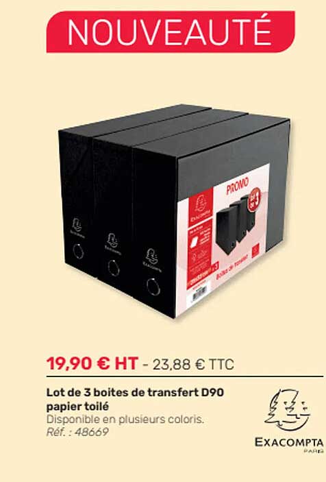lot de 3 boîtes de transfert d90 papier toilé exacompta