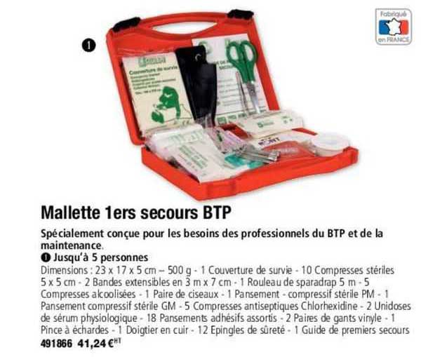 mallette 1ers secours btp