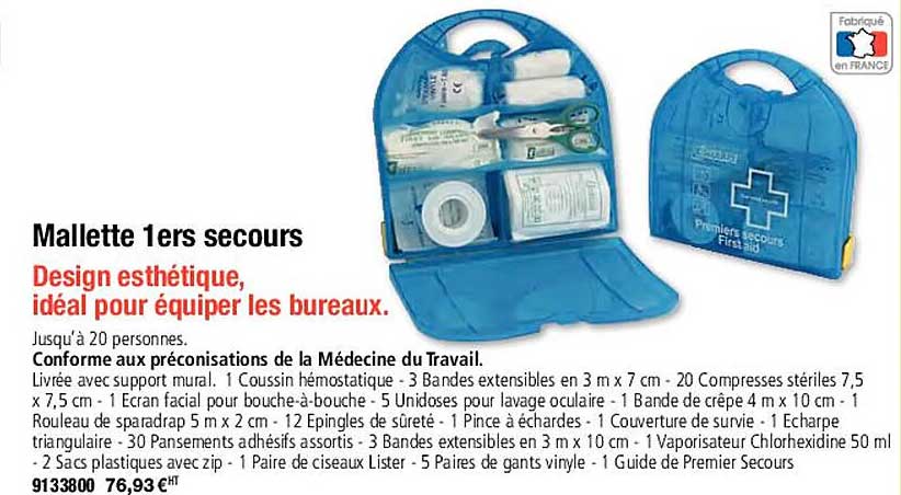 mallette 1ers secours design esthétique, idéal pour équiper les bureaux