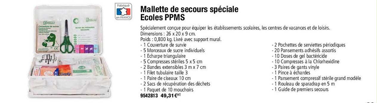 mallette de secours spéciale ecoles ppms