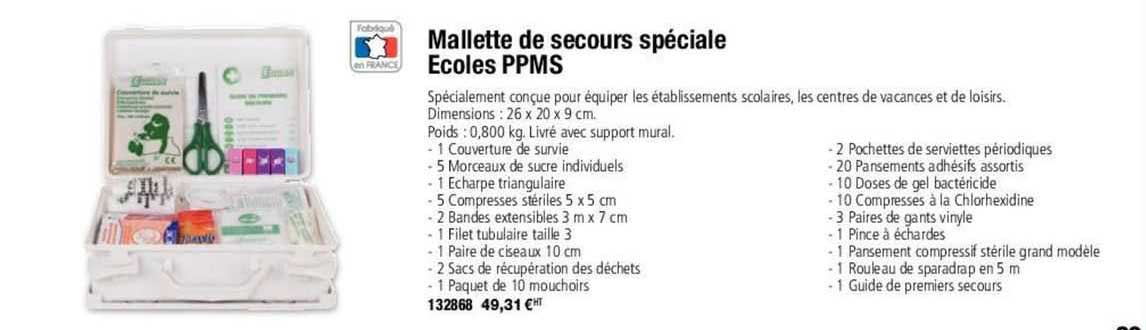 mallette de secours spéciale ecoles ppms
