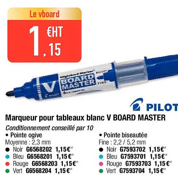 marqueur pour tableaux blanc v board master pilot