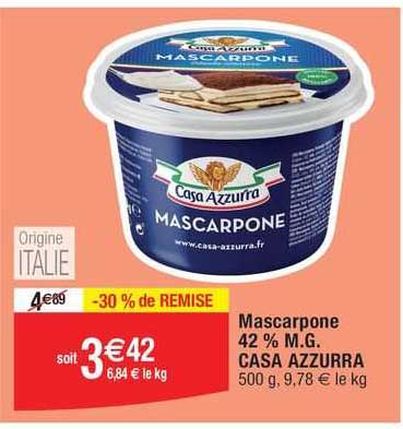 mascarpone 42% m.g. casa azzurra