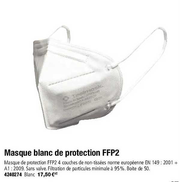 masque blanc de protection FFP2