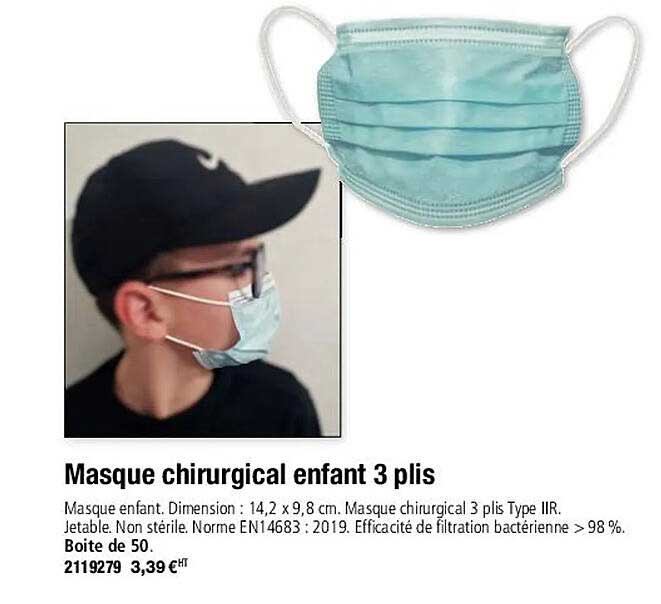 masque chirurgical enfant 3 plis