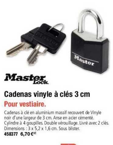 master lock cadenas vinyle à clés 3 cm