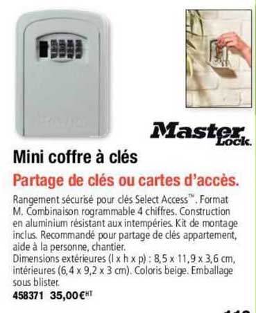 master lock mini coffre à clés