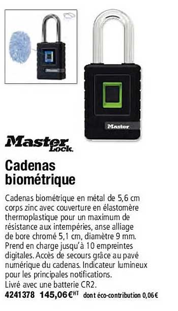 master lock. cadenas biométrique