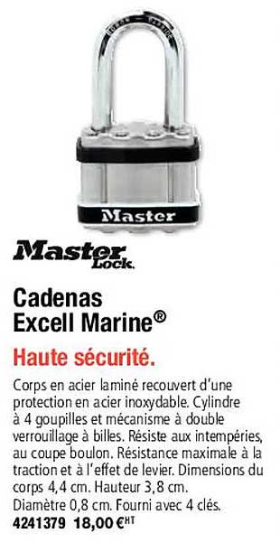master lock. cadenas excell marine