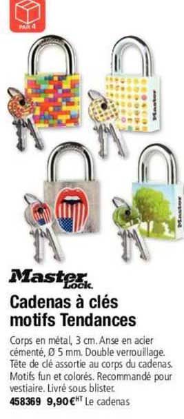master look cadenas à clés motifs tendances