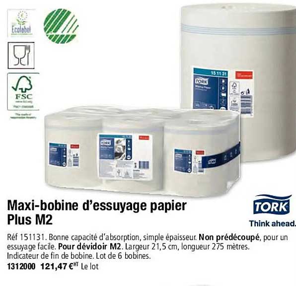 maxi-bobine d'essuyage papier plus m2