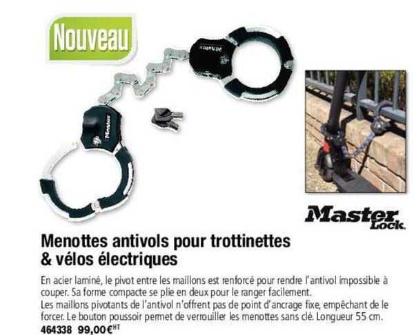 menottes antivols pour trottinettes & vélos électriques master lock
