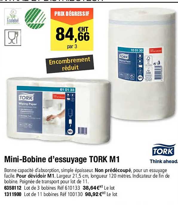 mini-bobine d'essuyage tork m1
