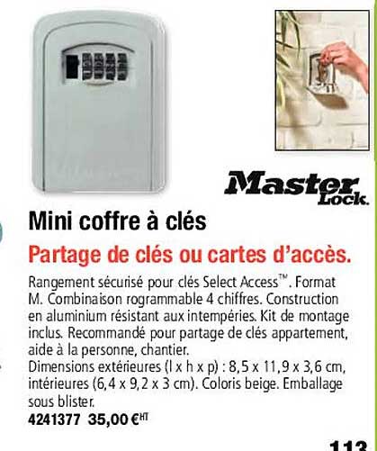 mini coffre à clés master lock