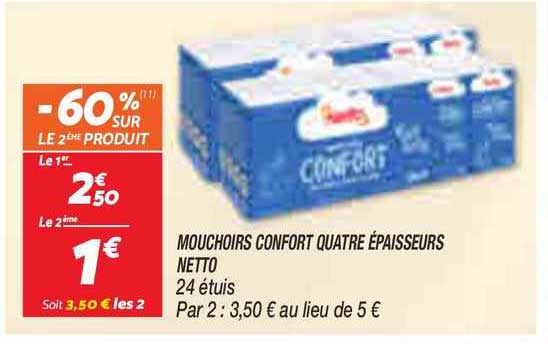 mouchoirs confort quatre épaisseurs netto