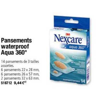 nexcare pansements waterproof aqua 360°