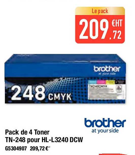 Pack De 4 Toner Tn-248 Pour Hl-l3240 Dcw Brother
