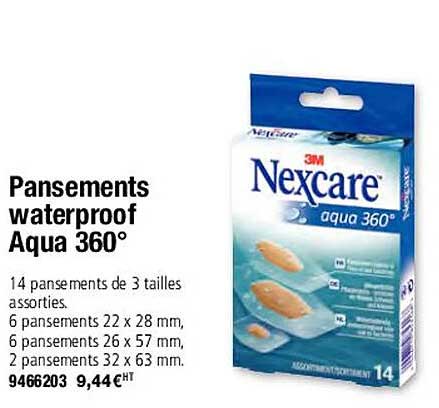 pansements waterproof aqua 360° nexcare