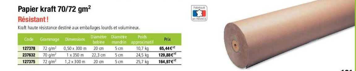 papier kraft 70/72 gm2