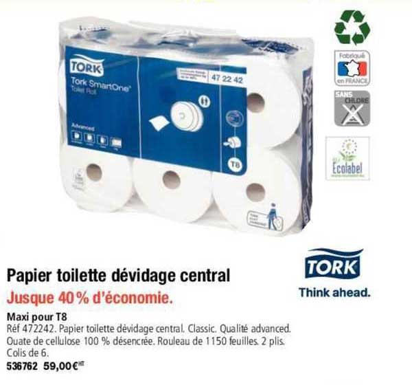 papier toilette dévidage central tork