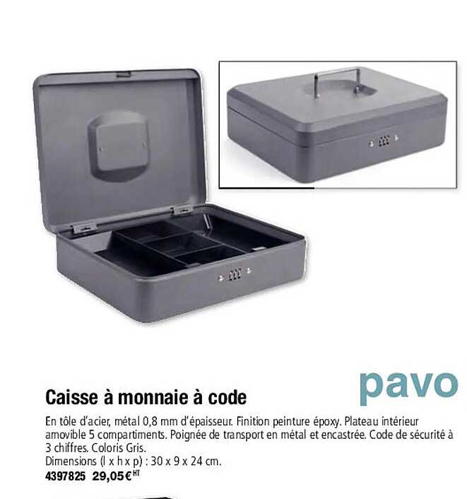 pavo caisse à monnaie à code