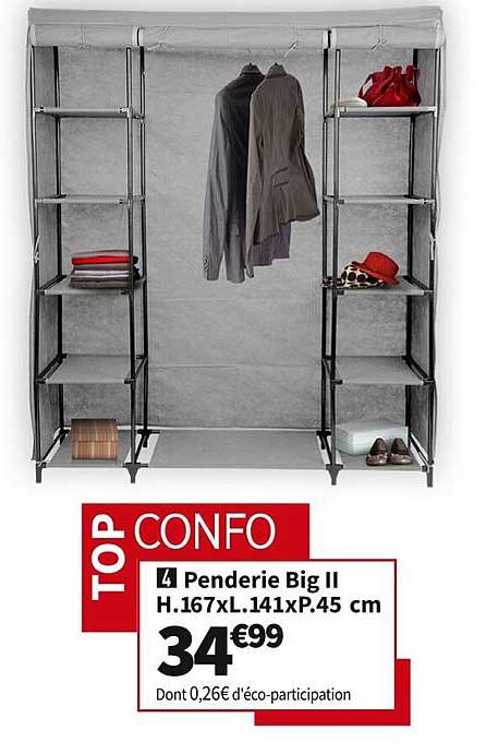 penderie big II h. 167 x l. 141 x p. 45 cm
