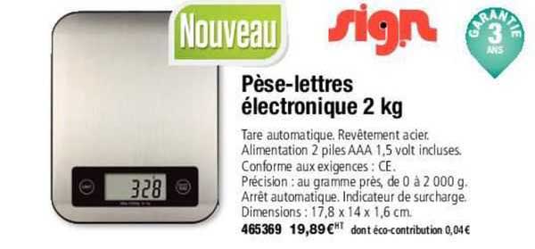 pèse-lettres électronique 2 kg sign