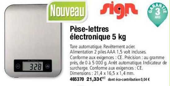 pèse-lettres électronique 5 kg sign