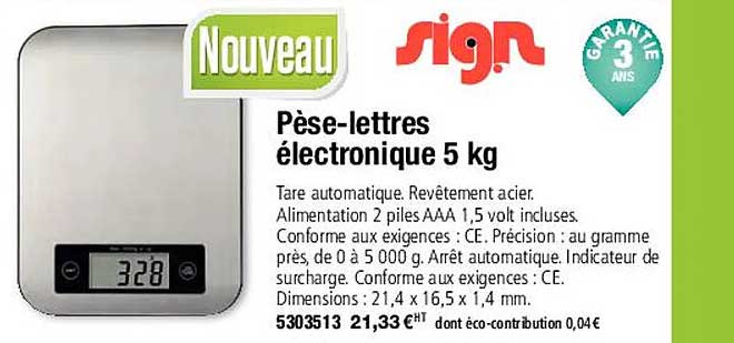 pèse-lettres électronique 5 kg sign