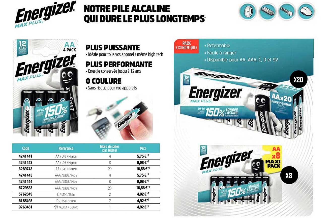 pile alcaline energizer max plus