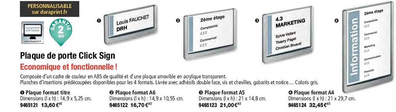 plaque de porte click sign