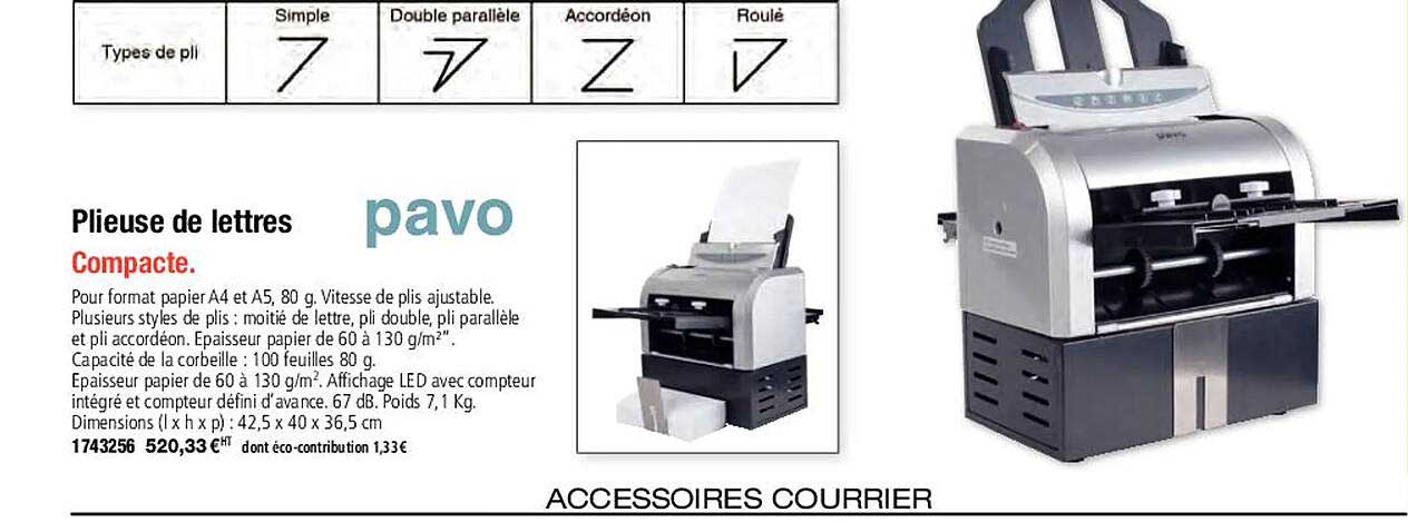 plieuse de lettres pavo