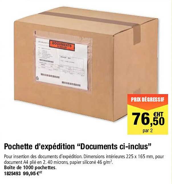 pochette d'expédition "documents ci-inclus"