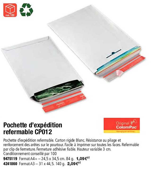 pochette d'expédition refermable cp012