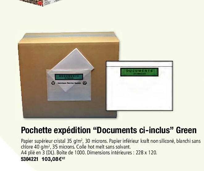 pochette expédition "documents ci-inclus" green